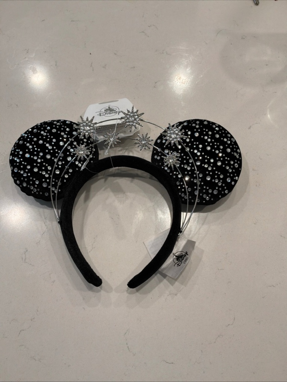 Disney Park 2026 Black Crown Star Rhinestone Celestial Halo Jeweled Minnie Ears
